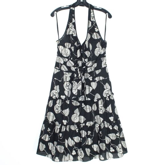 Kay Unger Dress Silk Halter Floral Cocktail Designer Evening Luxury Black 12 - Picture 2 of 4